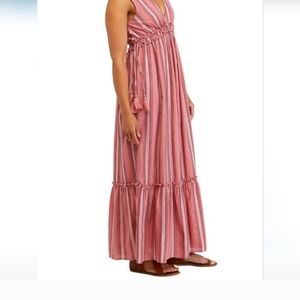 True Craft maxi dress size S Mauve print sleeveless tiered ruffle boho NWT